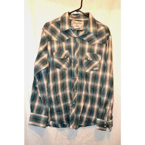 Vintage WRANGLER Wrancher Plaid Shirt Men XL Pearl Snap Cotton Blend - EUC